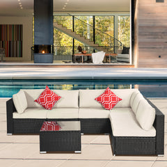 MAICOSY 7-Piece Outdoor Patio Furniture, PE Rattan Sectional Sofa Porch Decor