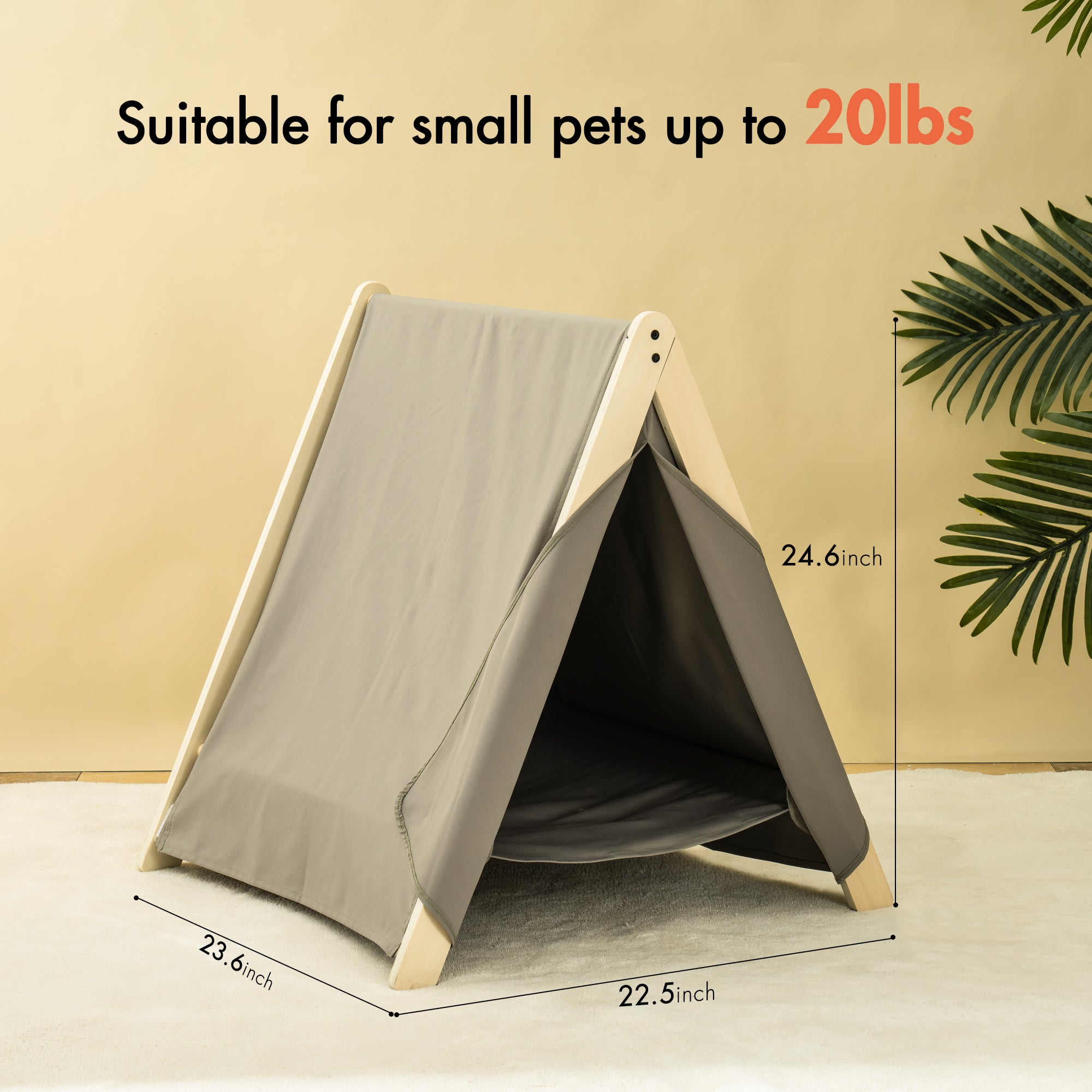 Pet Tent, Cat Tent for Indoor Cats, Wooden Cat House for small Pets - Gray green