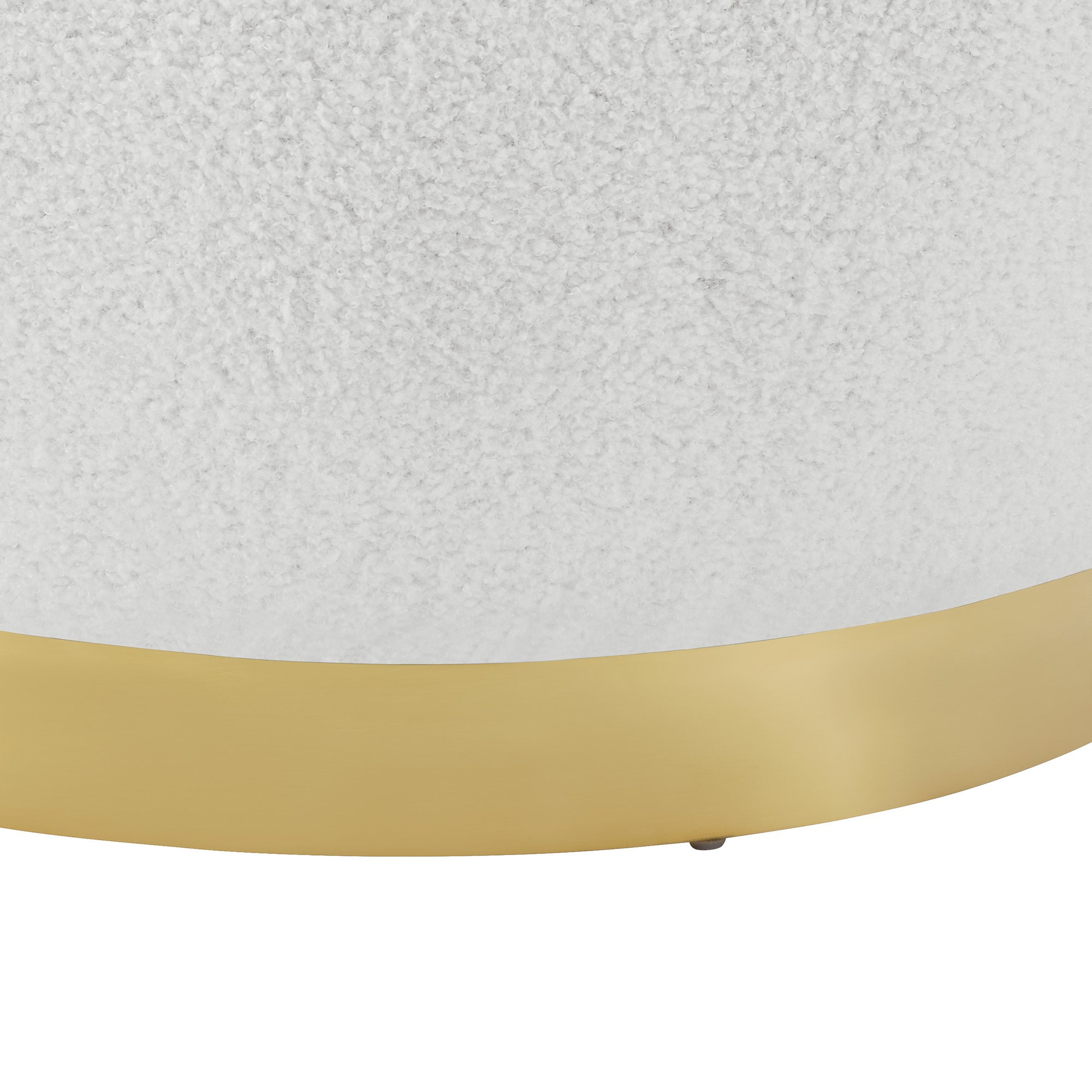 Swviel Barrel Chair Gold Stainless Steel Base with Storage Ottoman - Teddy Fabric Ivory