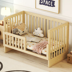 Convertible Crib/Full Size Bed with Changing Table - Natural
