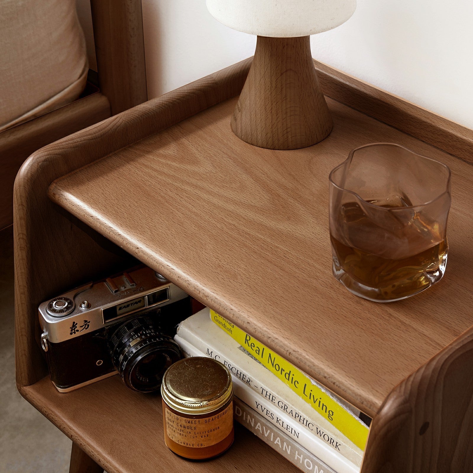 Solid Wood Bedside Nightstand European Style