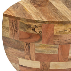 42 Inch Mango Wood Oval Canoe Shape Coffee Table - Weathered Brown