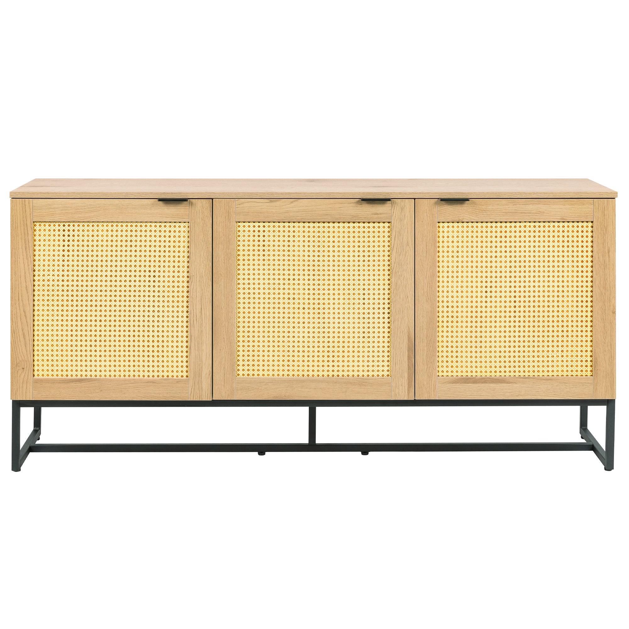 Wicker Sideboard Storage Cabinet 63 inch, with 3 doors - Natural color
