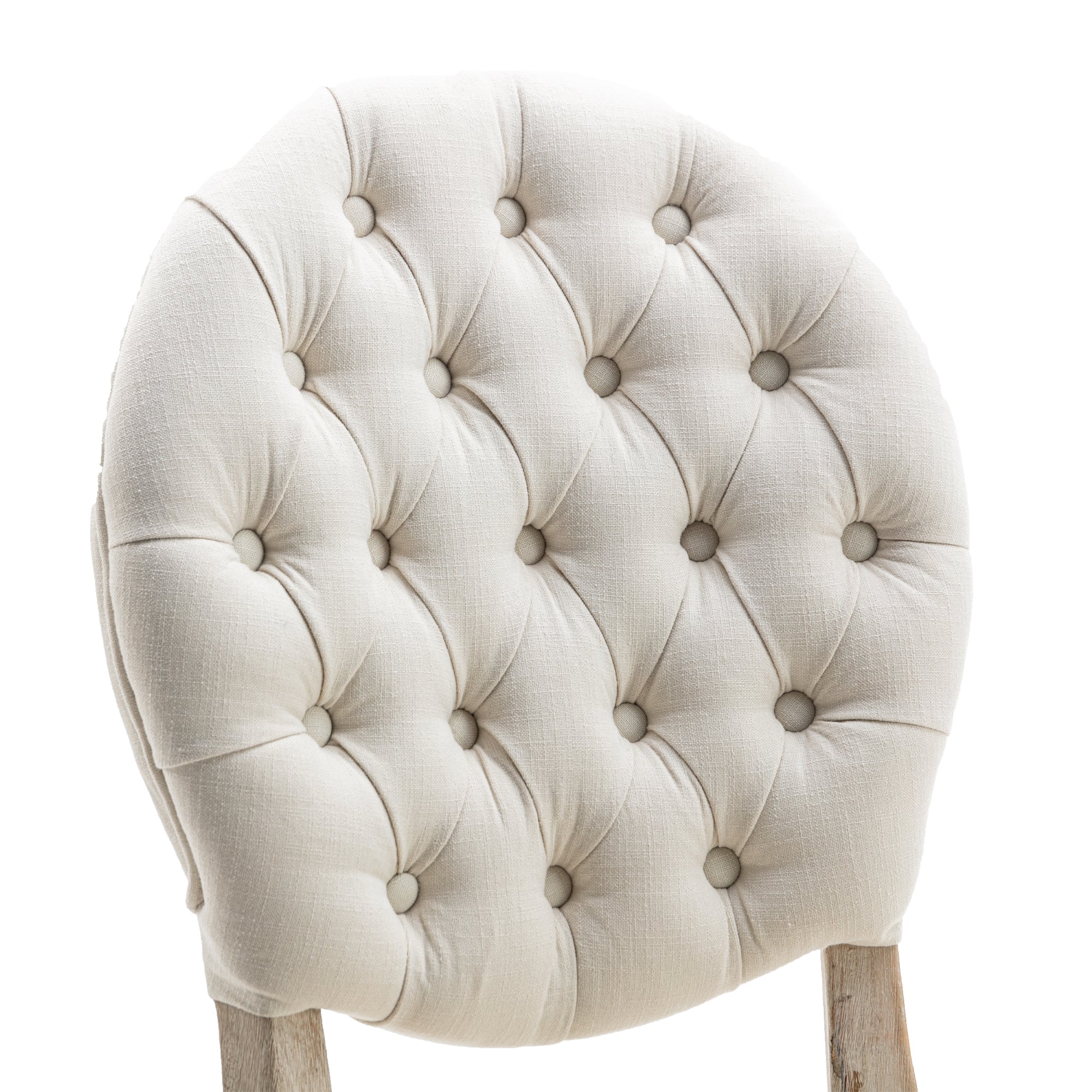 French Vintage Tufted Button Performance Fabric Dining Chair (Set of 2) - Beige