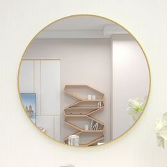 MAICOSY 31.5" Large Gold Round Wall Mounted Mirror Vanity Bedroom Bathroom Decor