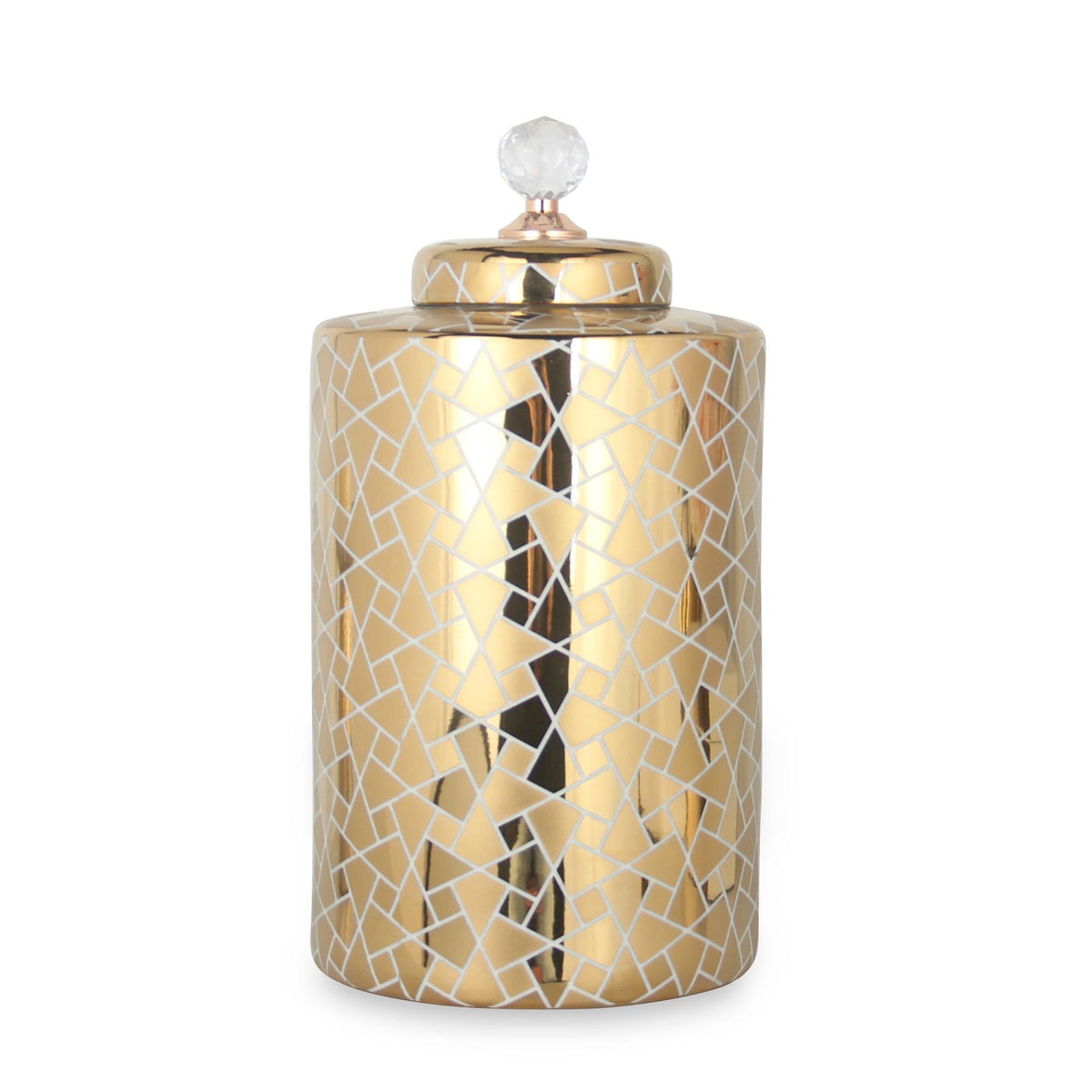15"H Exquisite Gold Ginger Jar with Removable Lid