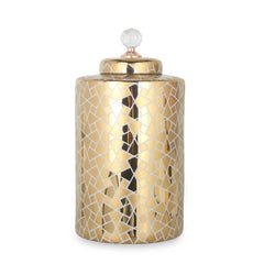 15"H Exquisite Gold Ginger Jar with Removable Lid