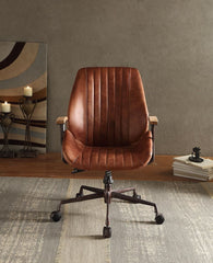 Vintage Office Chair,  Top Grain Leather - Brown Cocoa
