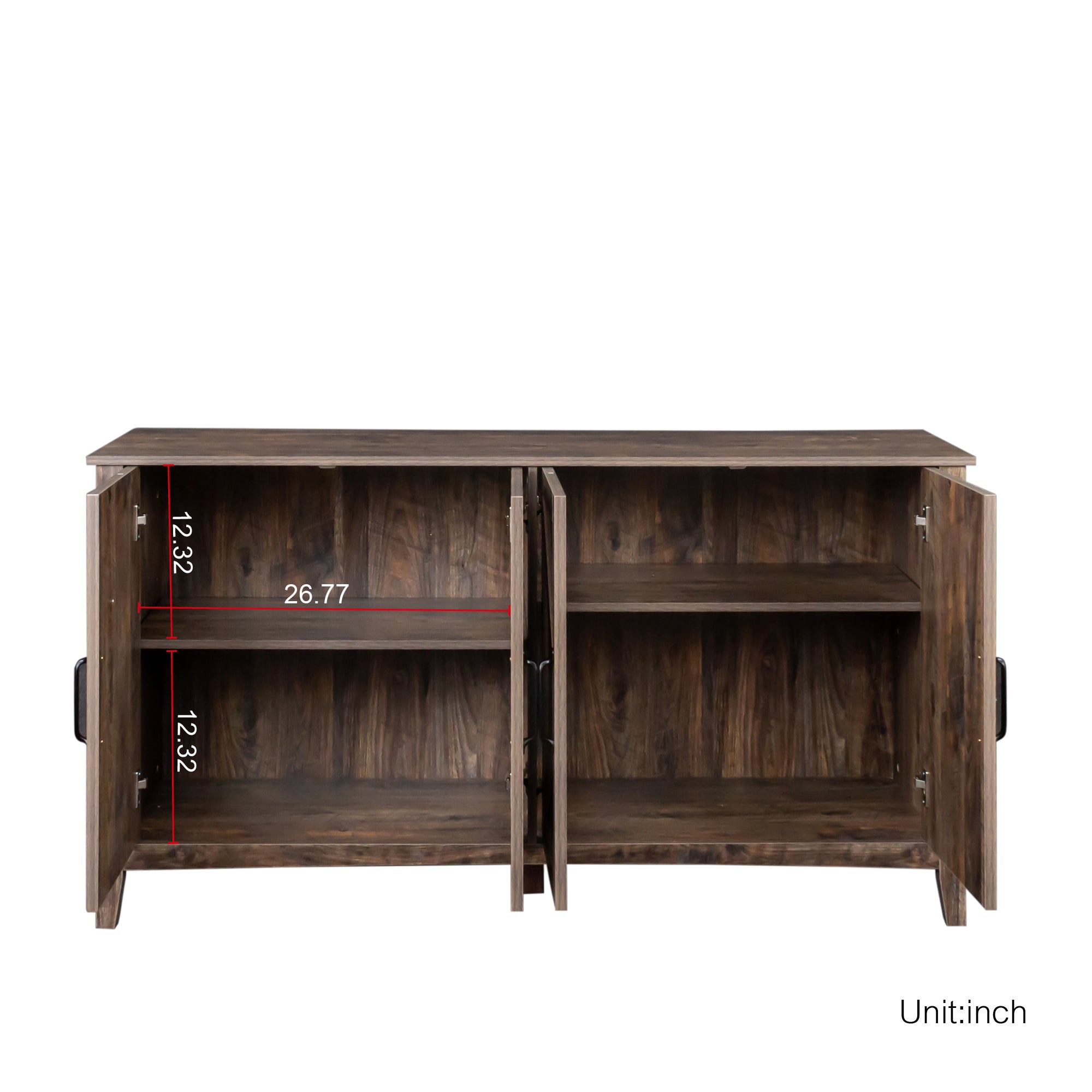 Espresso Cabinet with 4 Doors and 4 open shelves
