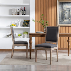 French Style Antique Painting Linen Back Dining Chair (Set of 2) - Grey