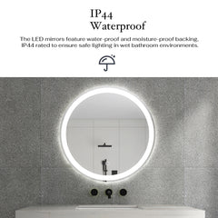 MAICOSY 24" Round LED Bathroom Mirror Vanity Makeup Bluetooth Antifog Dimmable