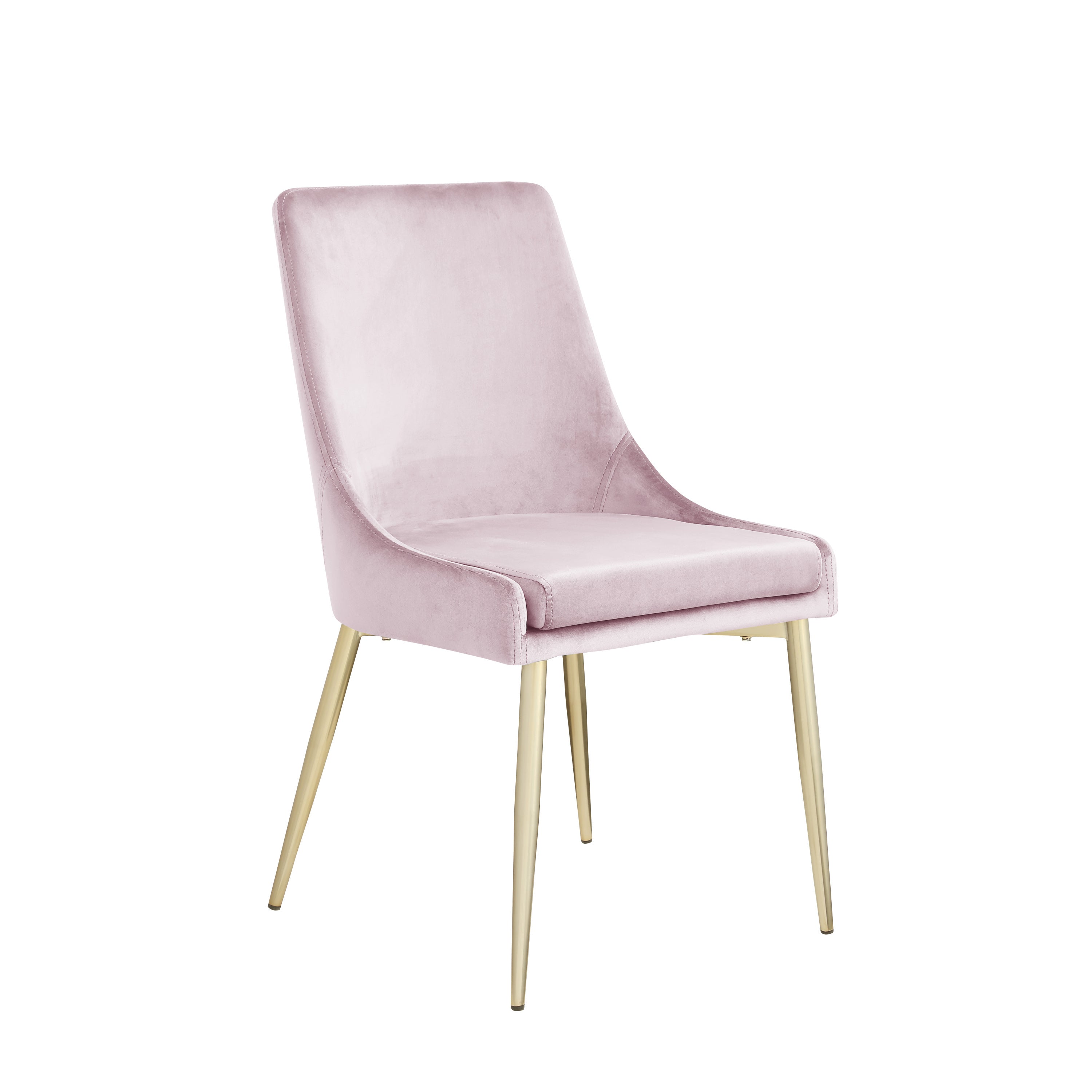 Contemporary Velvet Upholstered Dining Chair with Sturdy Metal Legs (Set of 2) Light Pink