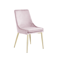 Contemporary Velvet Upholstered Dining Chair with Sturdy Metal Legs (Set of 2) Light Pink