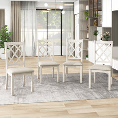 Solid Wood Upholstered Dining Chairs (Set of 4) - Beige