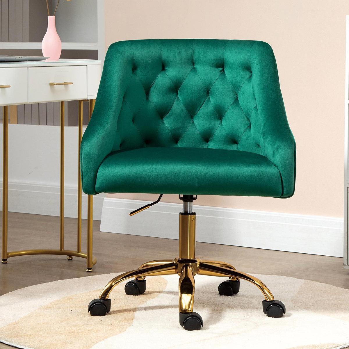Modern Velvet Swivel Chair with Soft Seat - Green