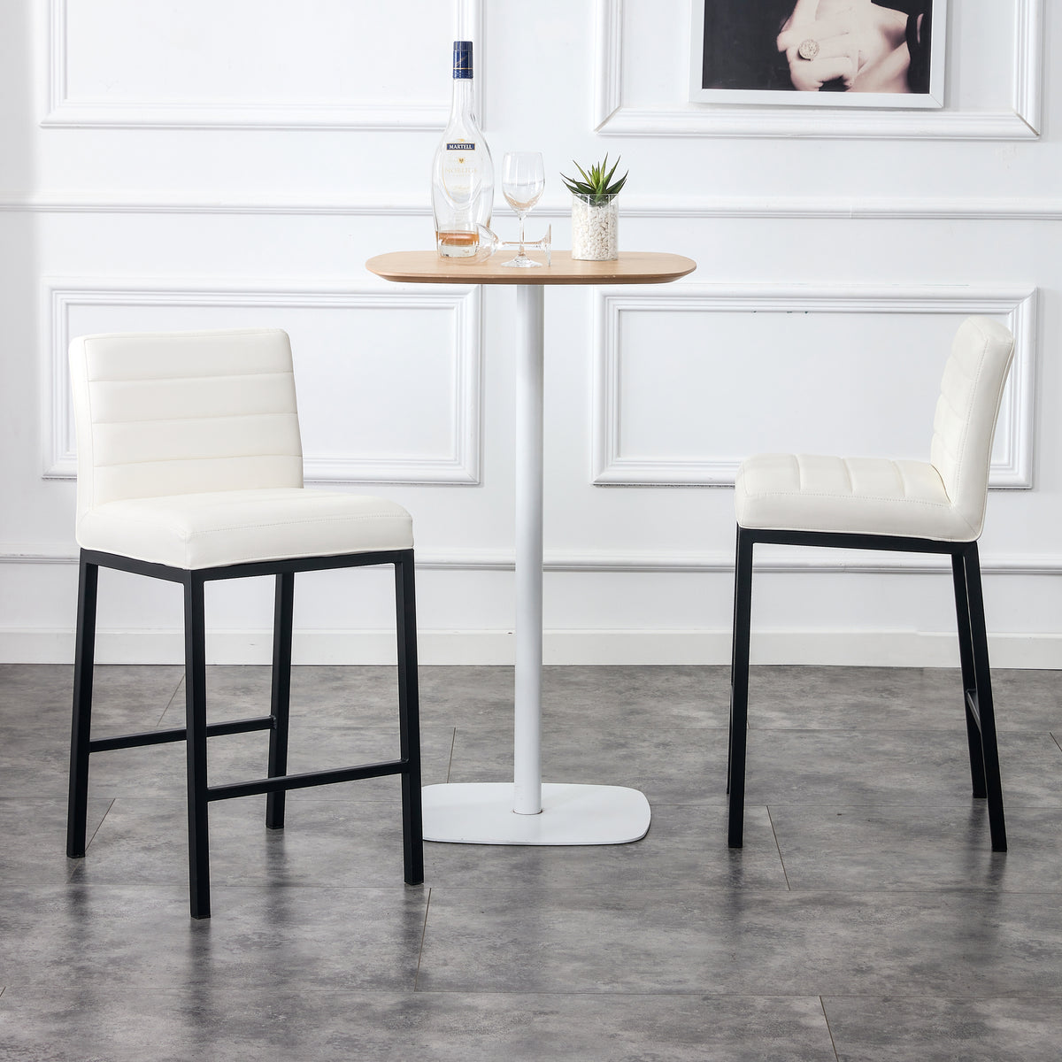 Modern Design High Counter Stool Bar Chair (Set of 2) - White