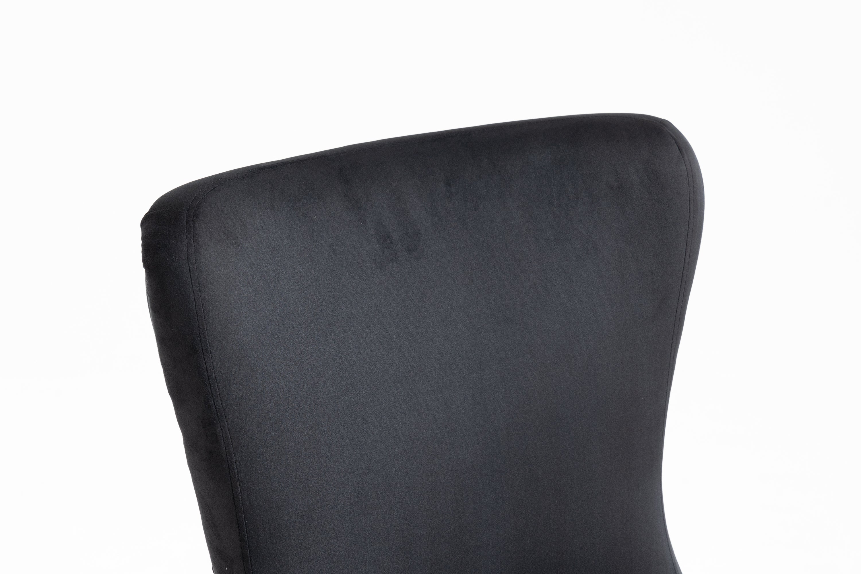 Velvet Upholstered Dining Chairs with Designed Back and Nailhead trim and Solid Wood Legs (Set of 2) - Black