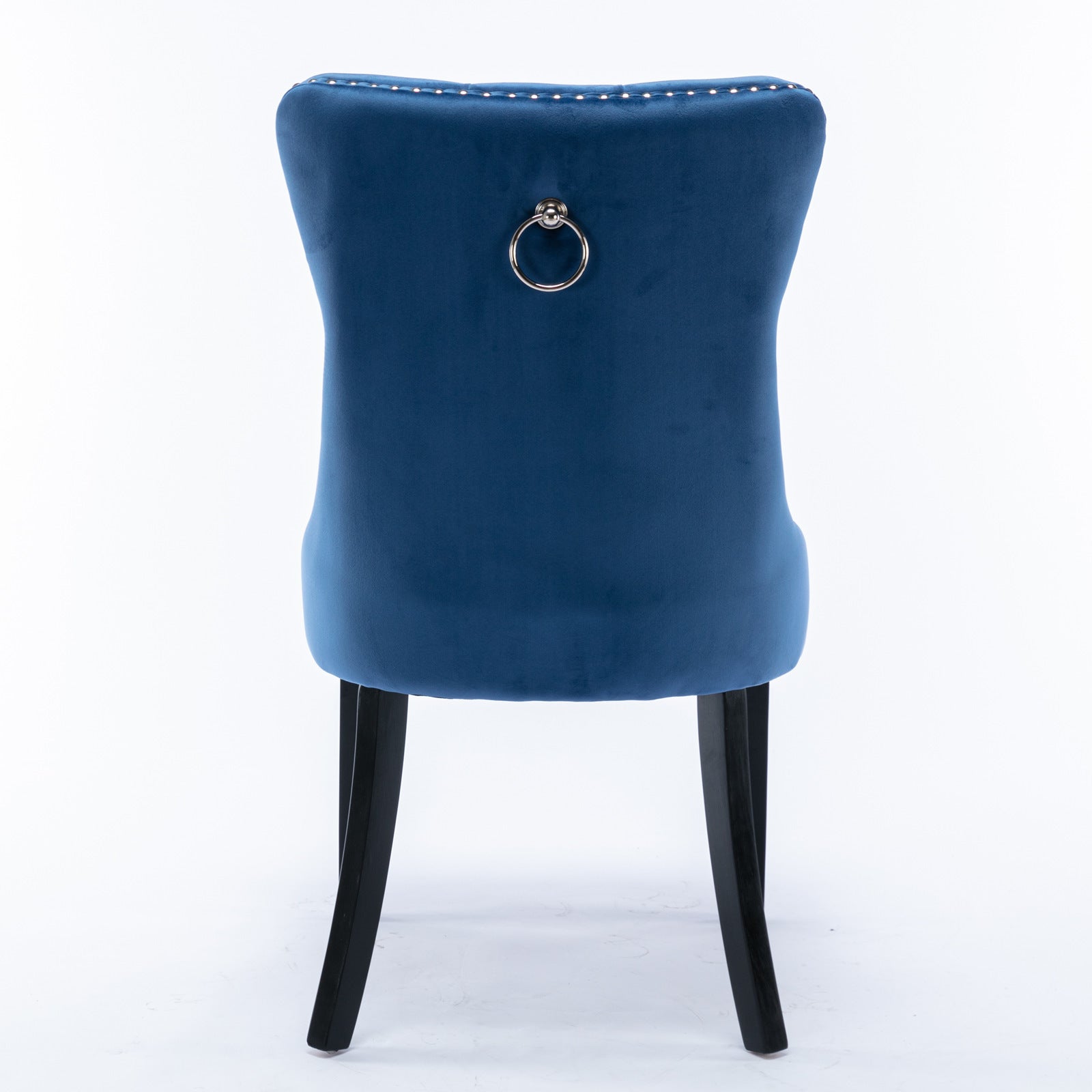 Modern High-end Tufted Solid Wood Contemporary Velvet Upholstered Dining Chair with Wood Legs Nailhead Trim  (Set of 2)Blue