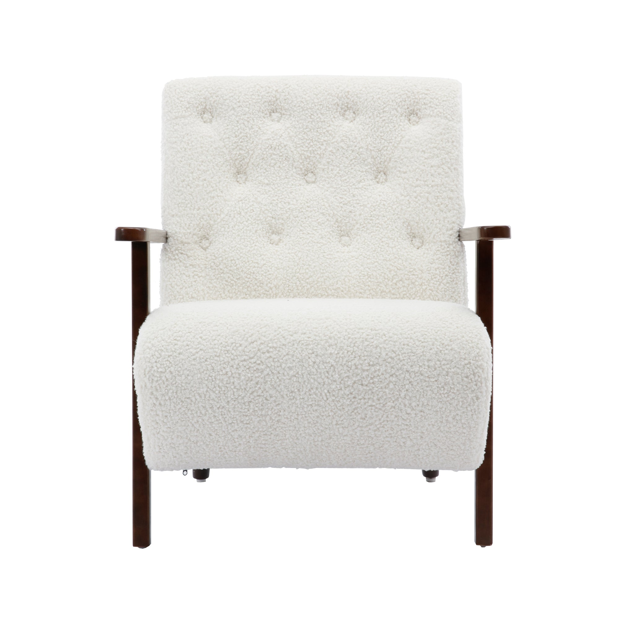 Wood Frame Modern Accent Chair Lounge Chair - White Teddy