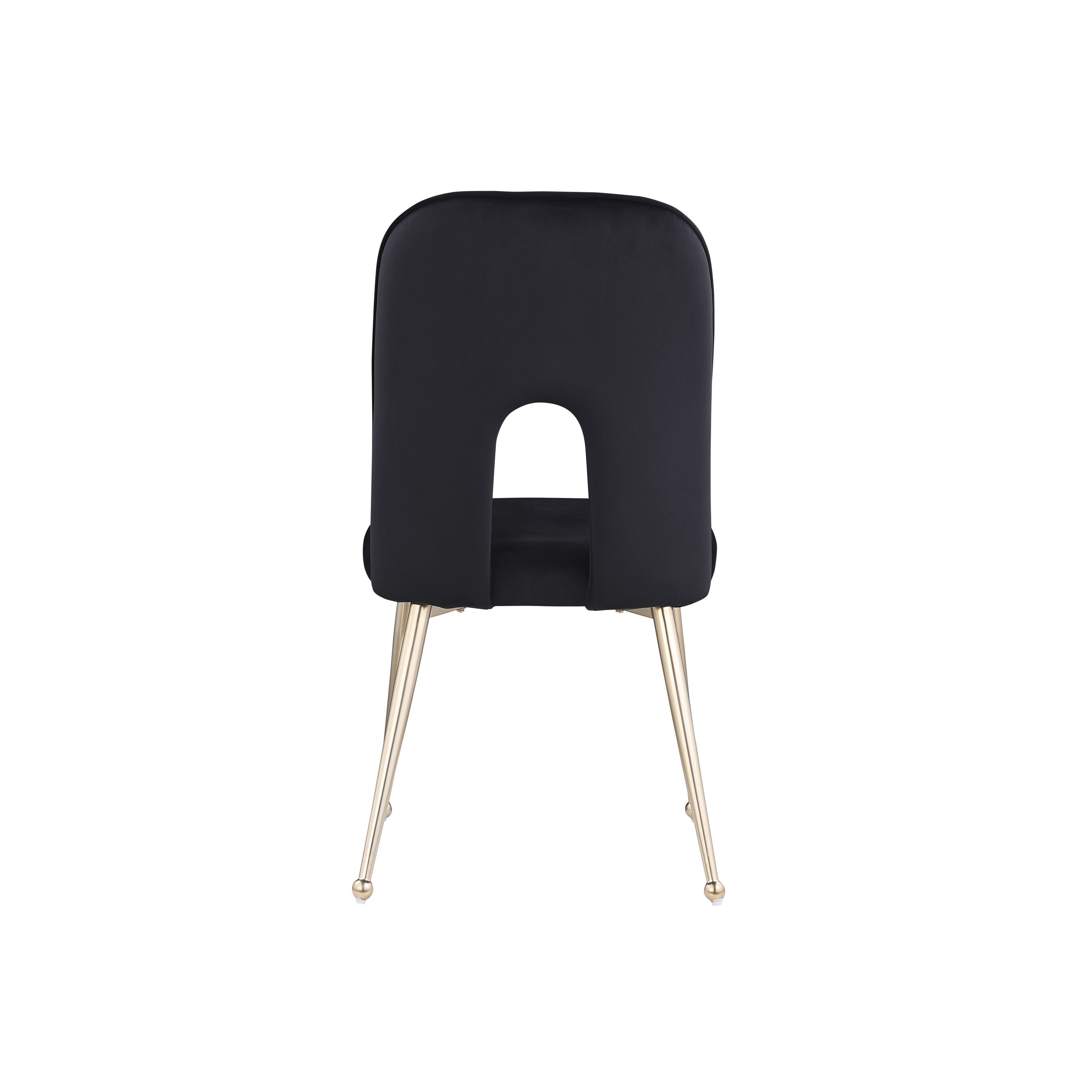 Mid Century Velvet Upholstered Dining Chairs with Metal Legs (Set of 2) - Black