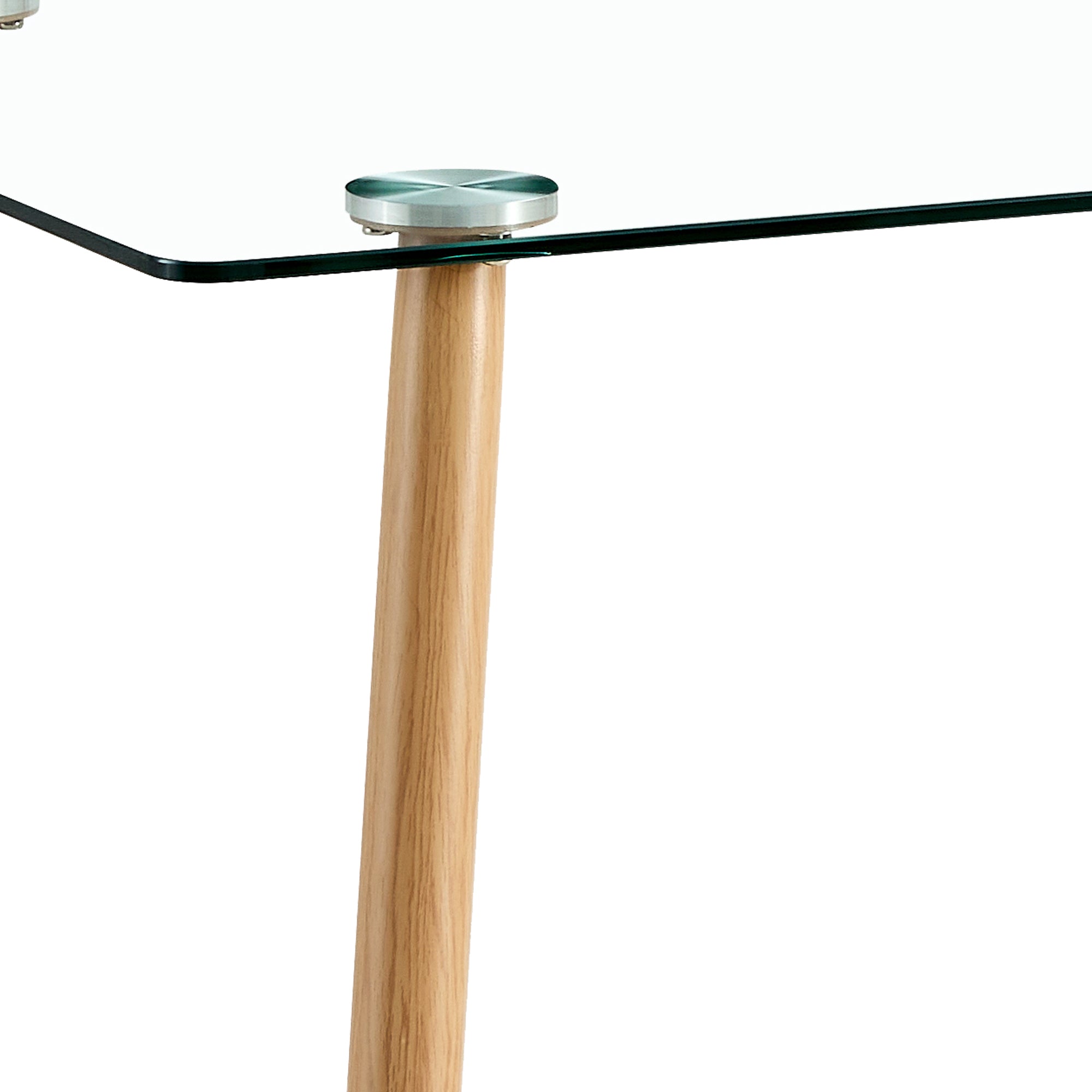 Modern Minimalist Rectangular Glass Dining Table for 4-6 with 0.31" Tempered Glass Tabletop and Wood color Coating Metal Legs - Transparent