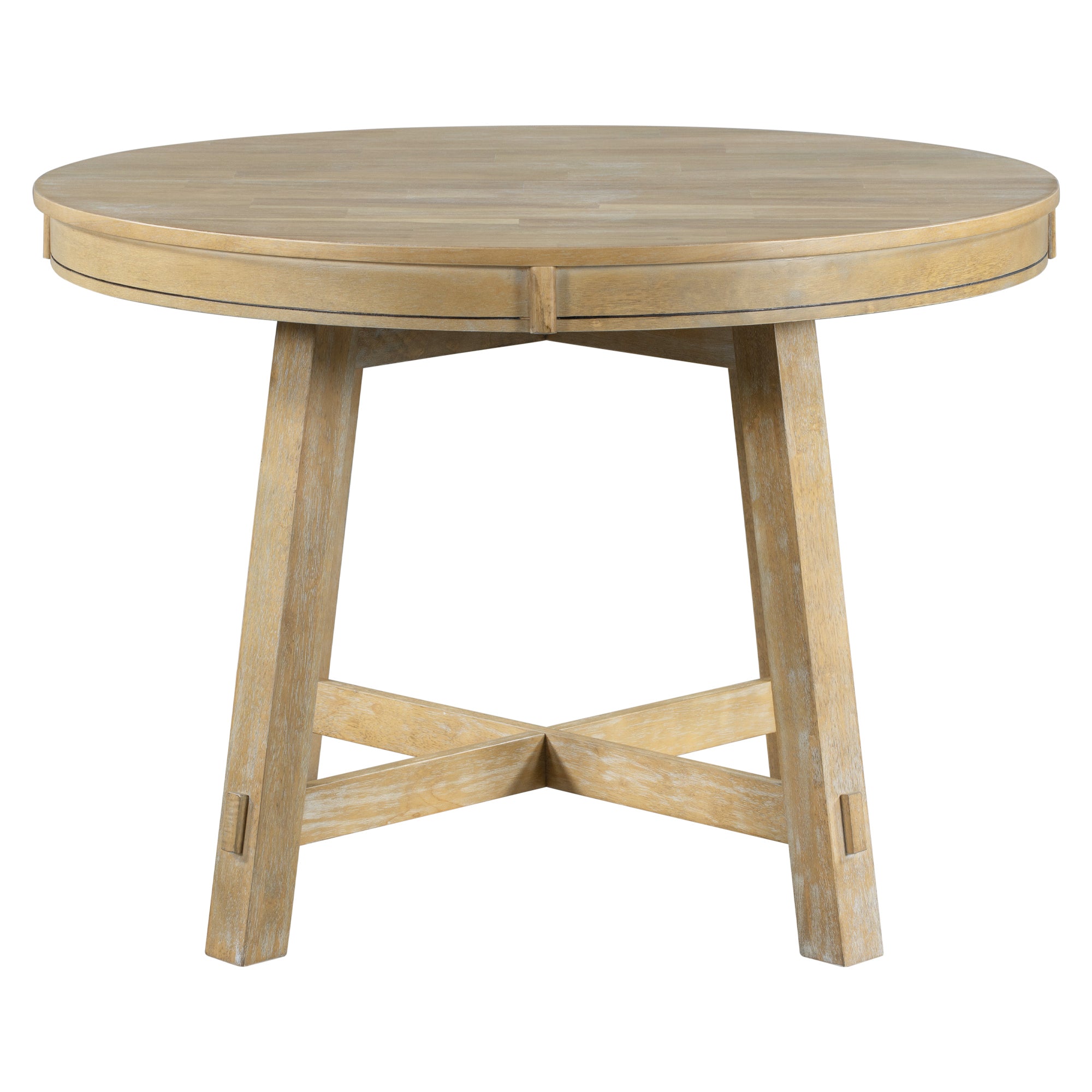 Farmhouse Round Extendable Dining Table 16" (Natural Wood Wash)