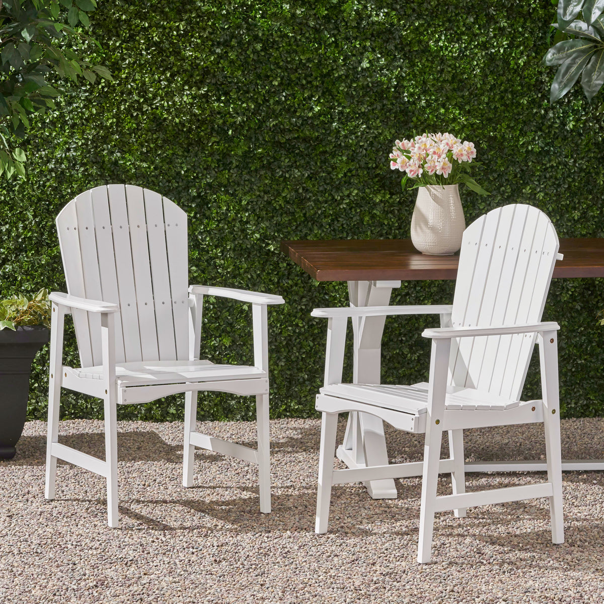 Outdoor Solid Wood Lounge Chair (Set of 2) - White