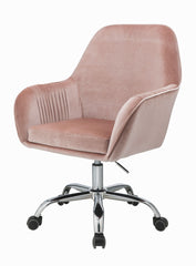 Romantic Office Chair - Pink Peach Velvet & Chrome