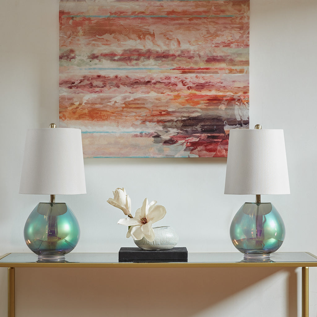 Elegant Iridescent/ White Glass Table Lamp (1 lamp)