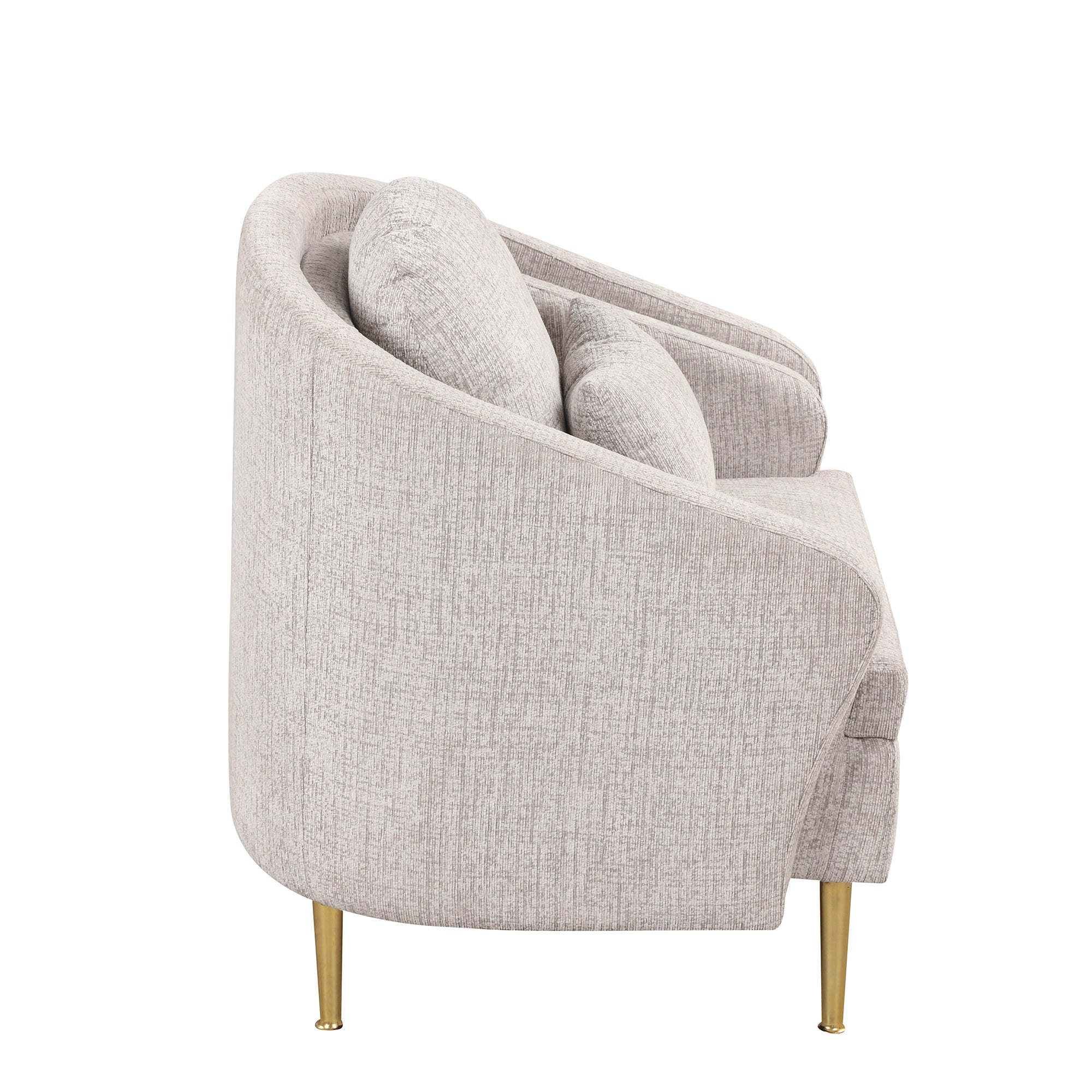 Mid-Century Accent Chair Arm Chair with Lumbar Pillow and Metal Legs - Light Grey