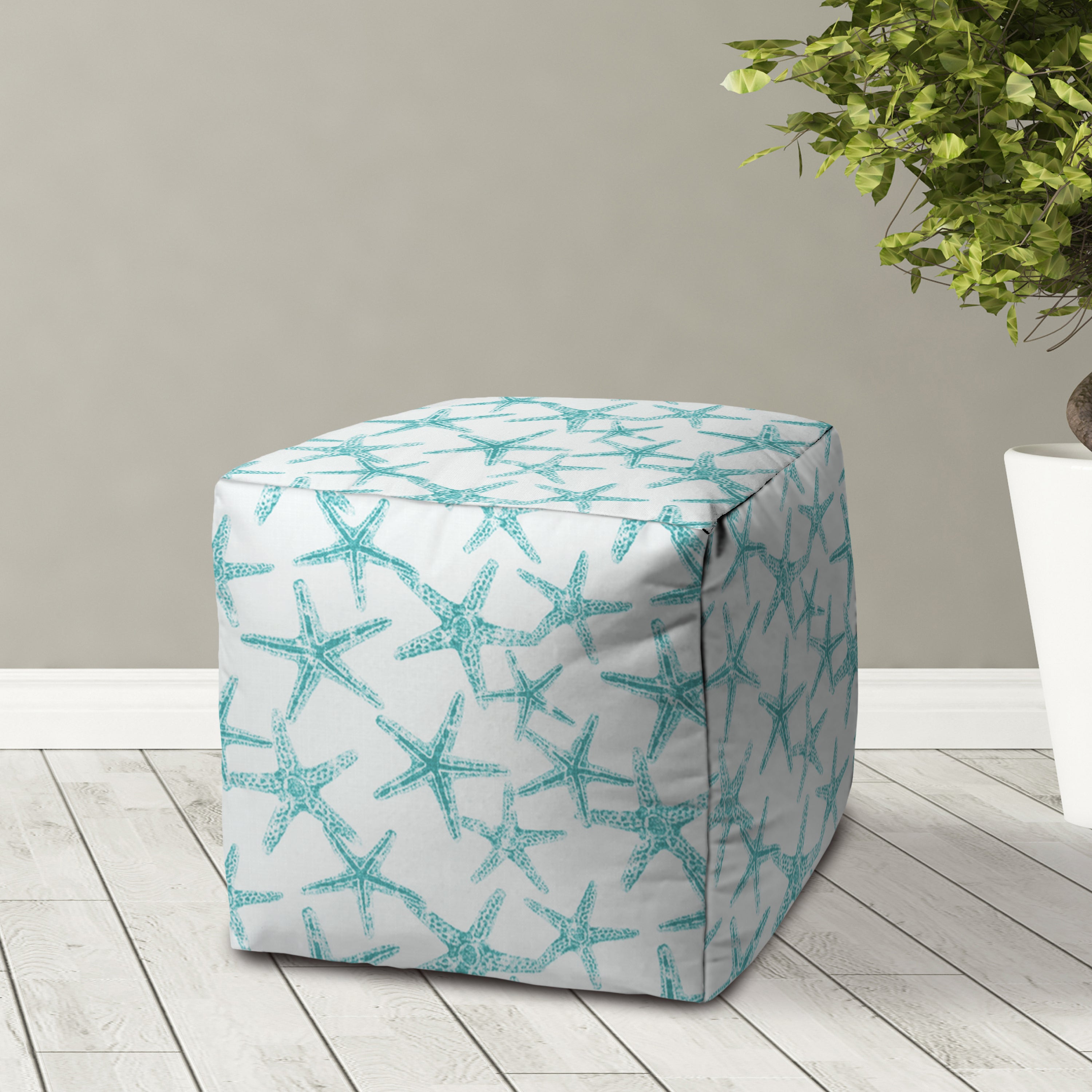 Turquoise Indoor/Outdoor Pouf - Zipper Cover Only - 17 x 17 Cube