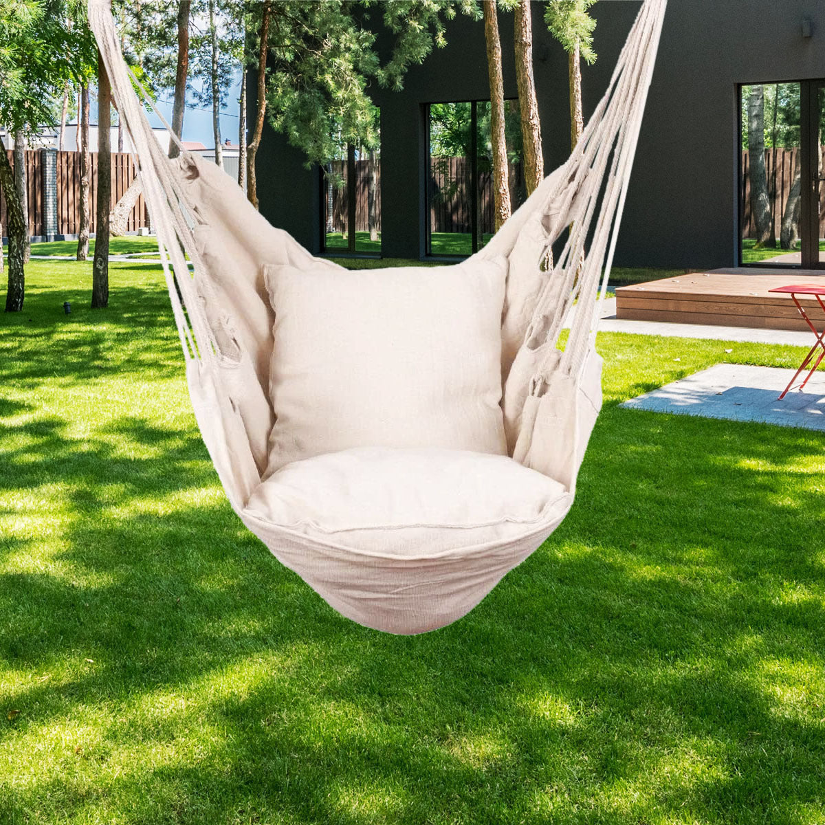Hammocks Chair Swing Seat with 2 Seat Cushions and Carrying Bag - Natural