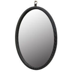Oval Black Woven Grain Decorative Wall Mirror