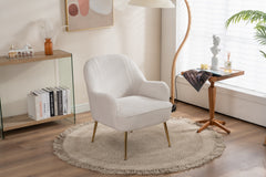 Modern Soft White Teddy Fabric Ergonomics Accent Chair