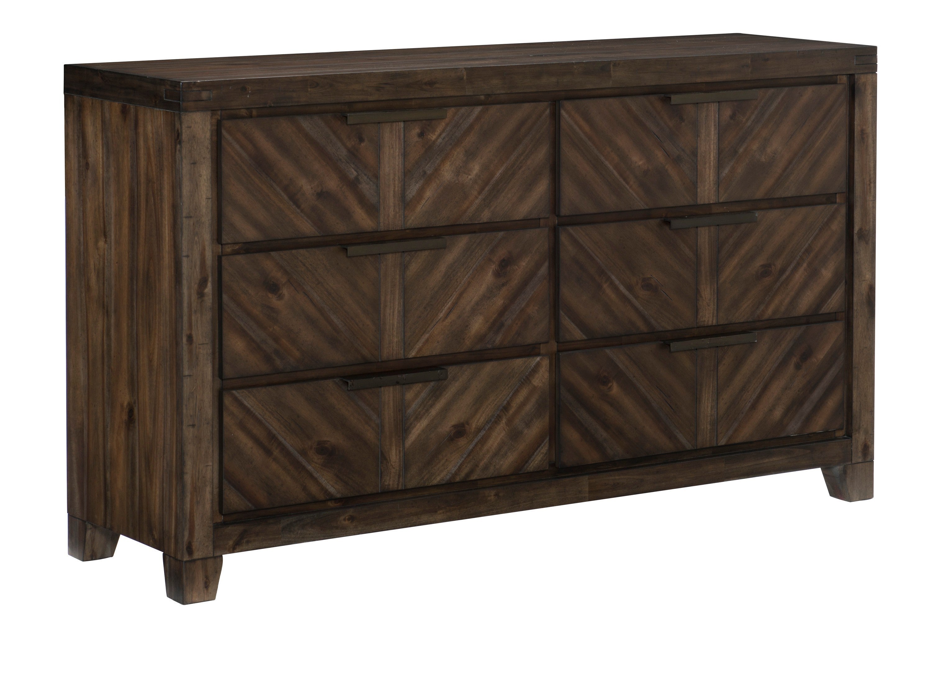 Modern-Rustic Design 1pc Wooden Dresser of 6x Drawers Distressed Espresso Finish