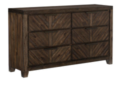 Modern-Rustic Design 1pc Wooden Dresser of 6x Drawers Distressed Espresso Finish