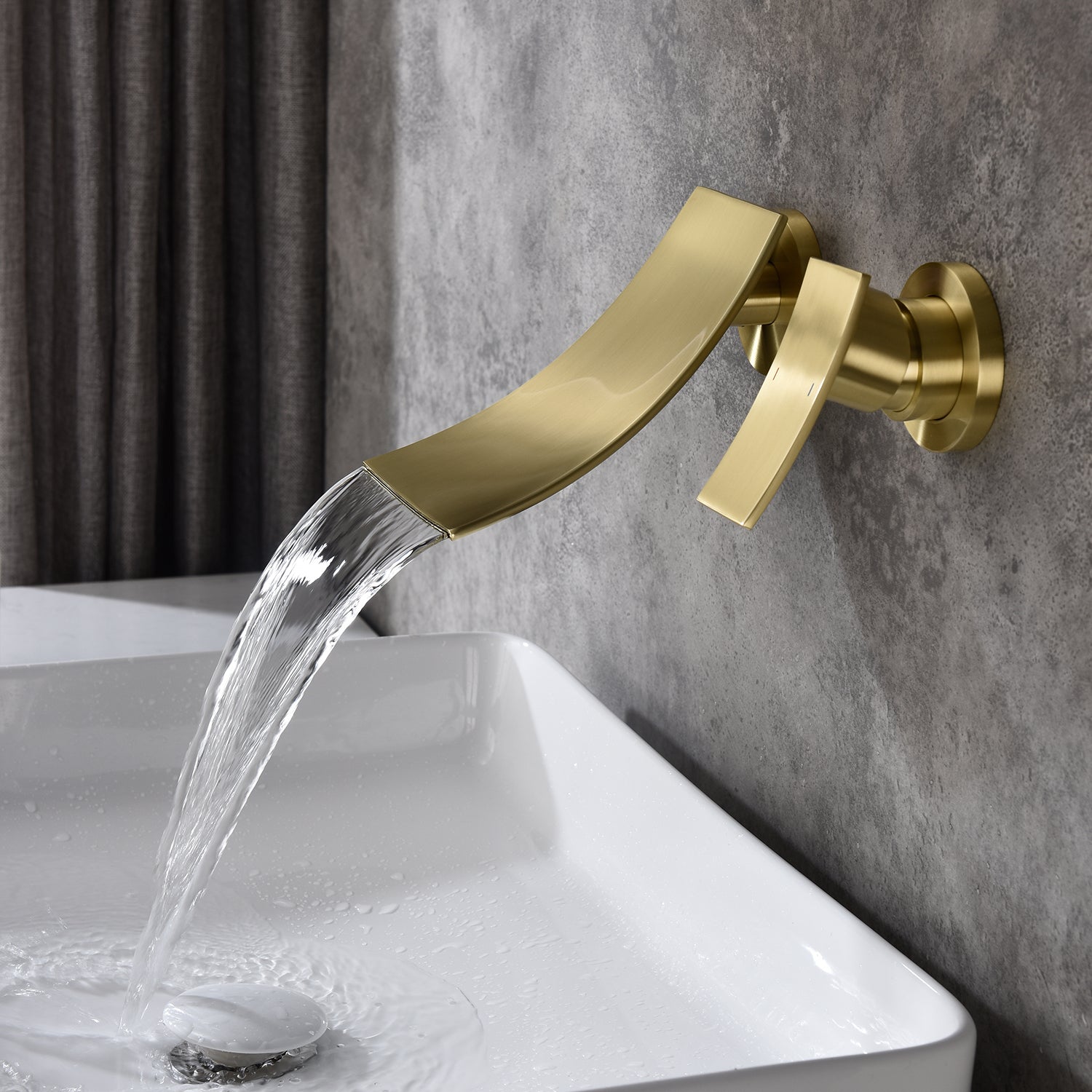 Wall Mount Widespread Bathroom Faucet - Gold