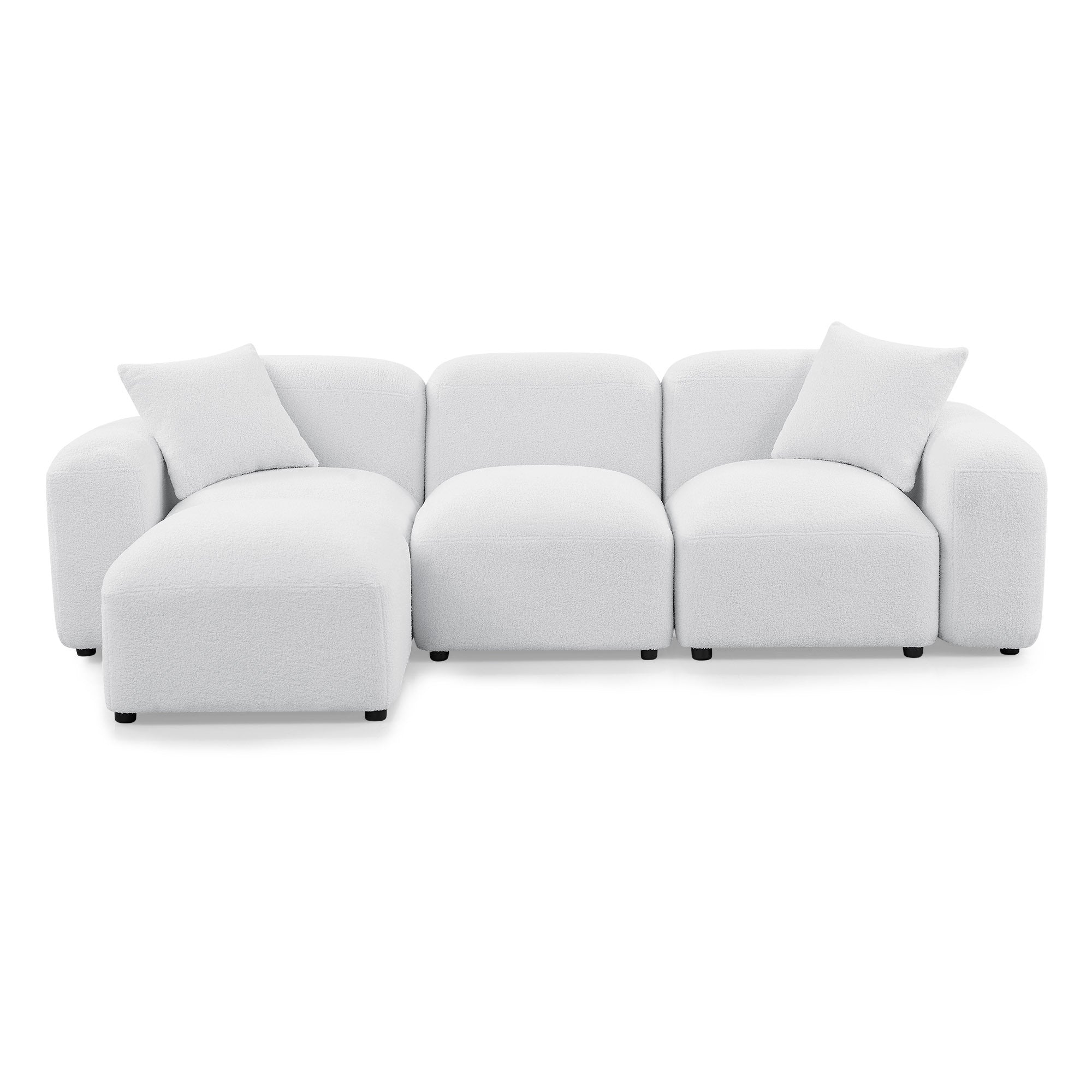 Teddy Fabric L-Shape Modular Sectional Sofa, DIY Combination - White
