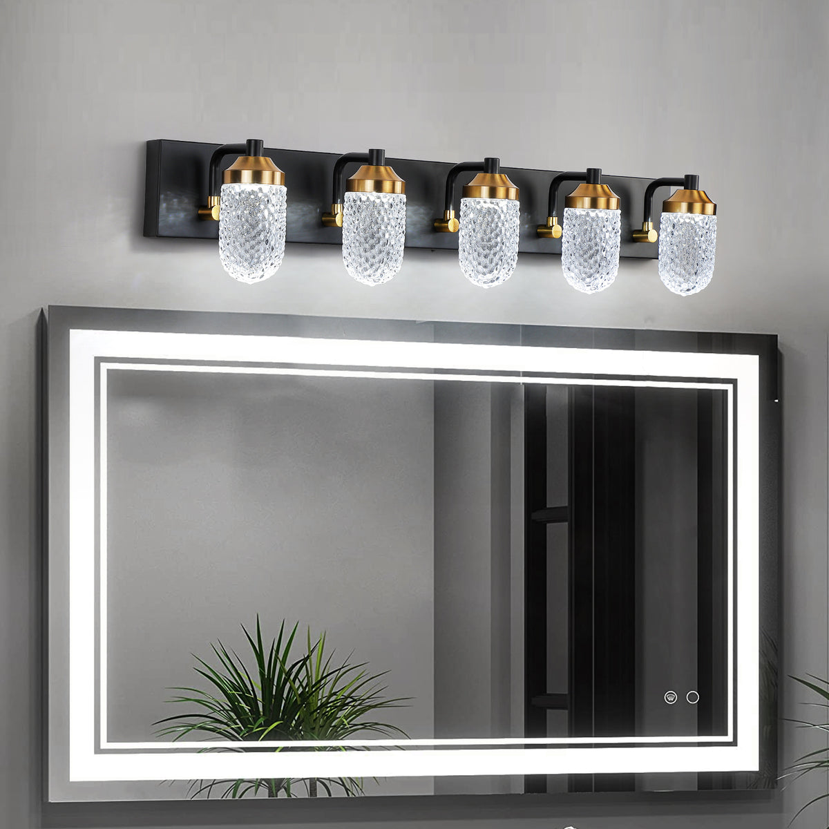 Vanity Lights With 5 LED Bulbs For Bathroom Lighting - Black