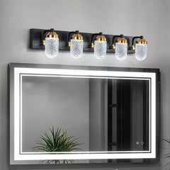 Vanity Lights With 5 LED Bulbs For Bathroom Lighting - Black
