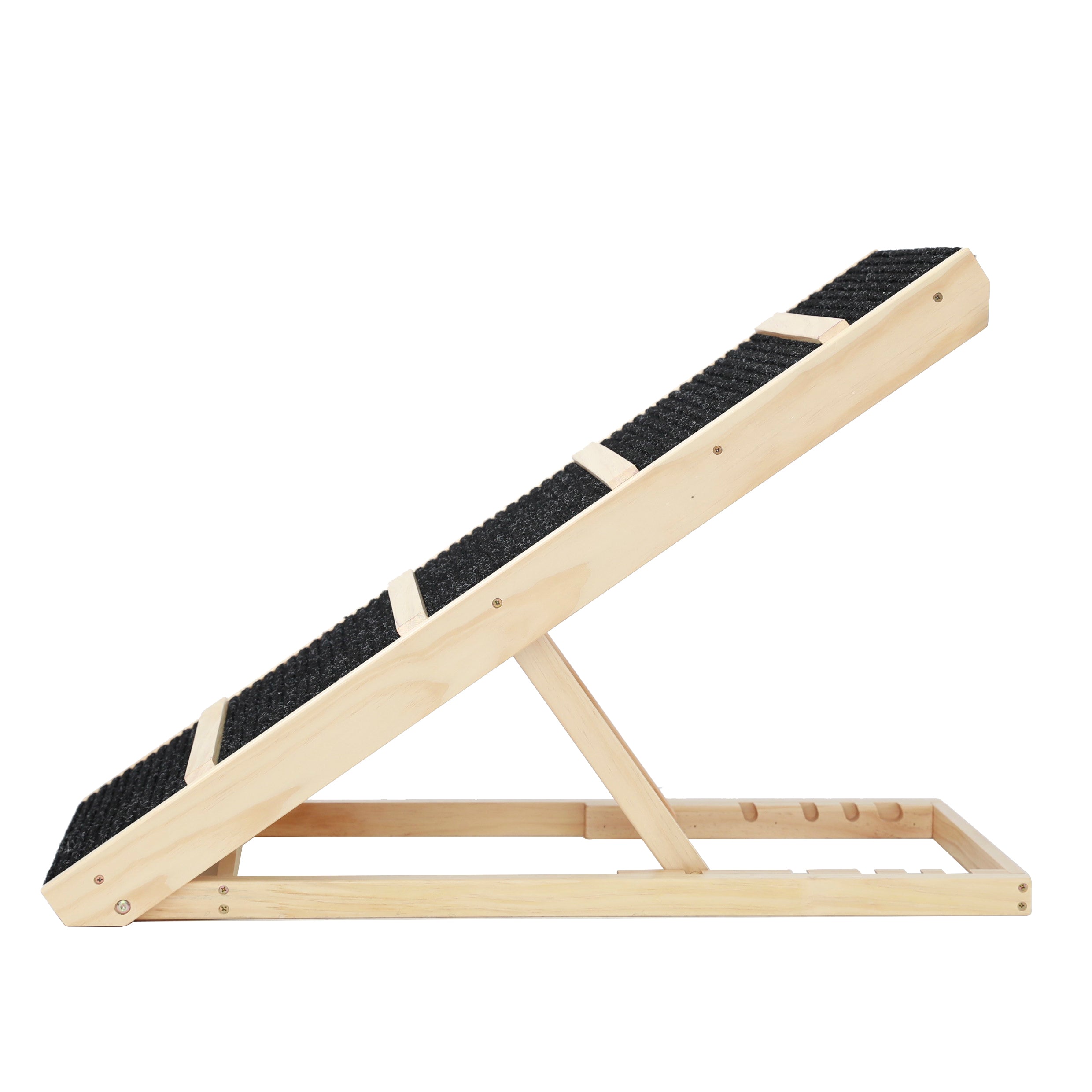 Tall Adjustable Pet Ramp, Folding Portable Wooden Non-Slip Paw Traction Adjustable Height from 9.3" to 24"