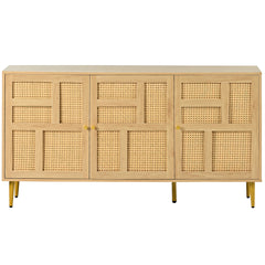 Rattan Cabinet with Adjustable Shelves and Storage