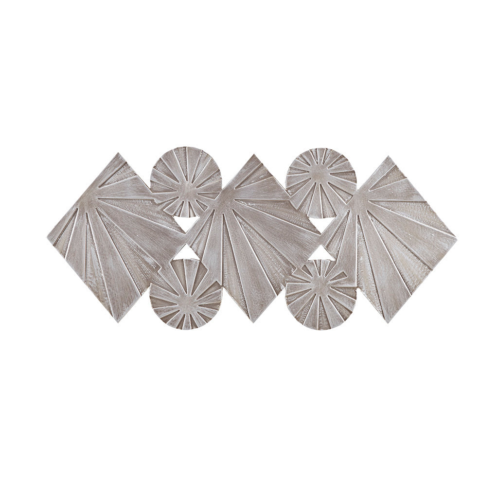 Ash Carved Wood 3 Piece Set Wall Decor - Grey