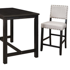 Rustic Wooden Counter Height Upholstered Dining Chairs (Set of 2) - Espresso+ Beige