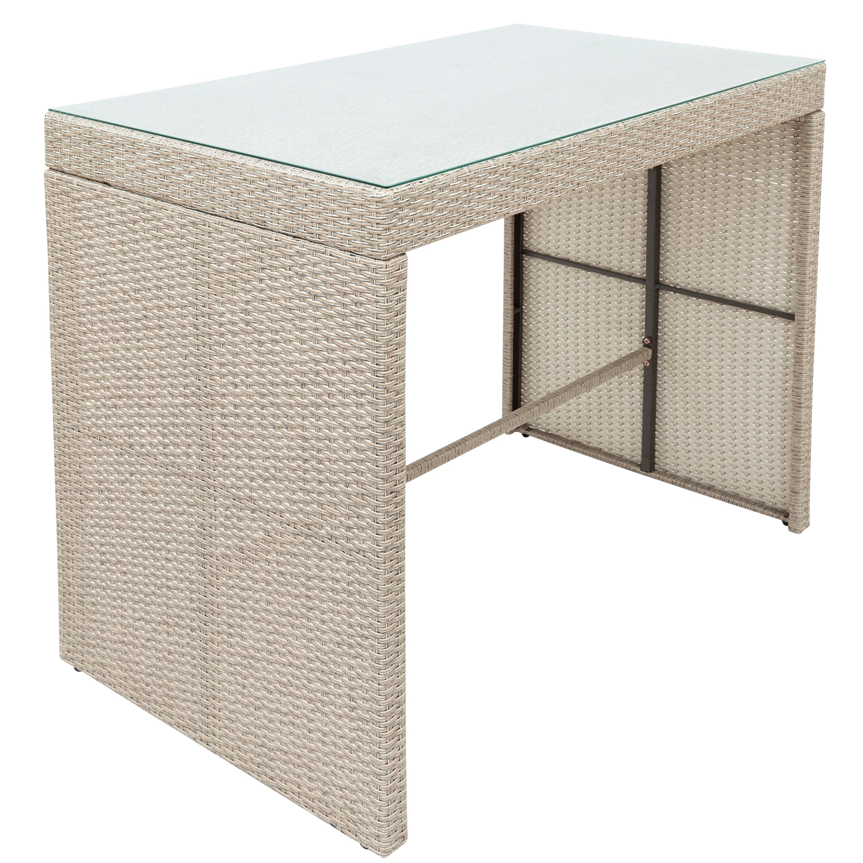 MAICOSY 5 Piece Rattan Outdoor Patio Stool Set, Patio Cushioned Seats with Table