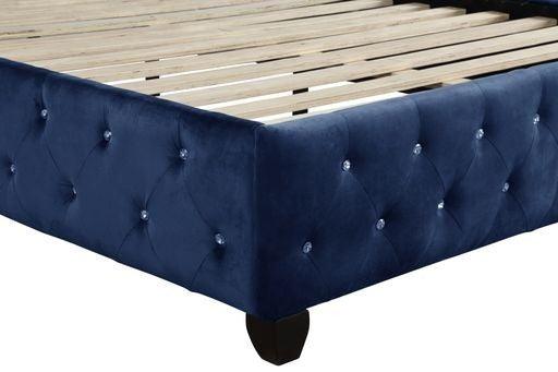 Elegant Queen Size Bed - Blue