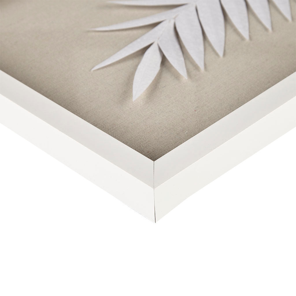 Sabal Framed Rice Paper Palm Leaves 3-piece Shadowbox Wall Decor Set - Natural & White