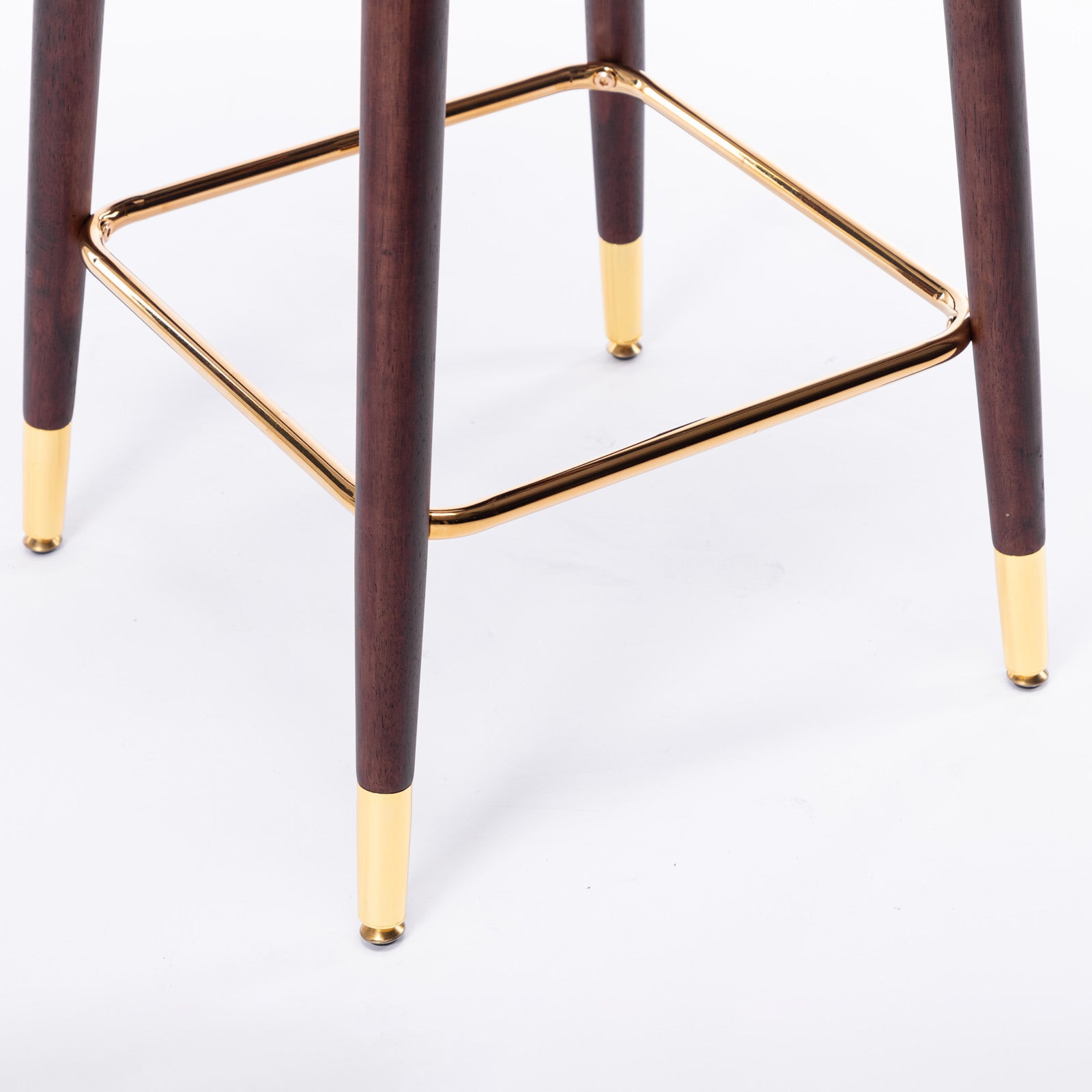 Modern Leathaire Fabric bar chairs, Tufted Gold Nailhead Trim Gold Decoration Bar stools (Set of 2) - Khaki