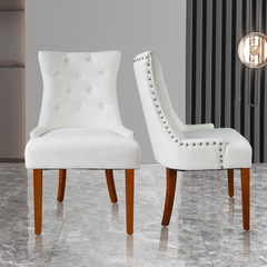 Modern Dining Chairs (Set of 2) - Cream White