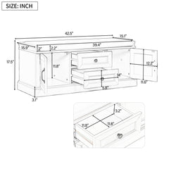 Storage Bench with 2 Drawers and 2 Cabinets with Removable Cushion